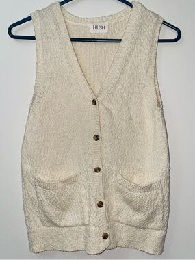 Hush Women’s Textured White 100% Cotton Ottiline Knitted Waistcoat
